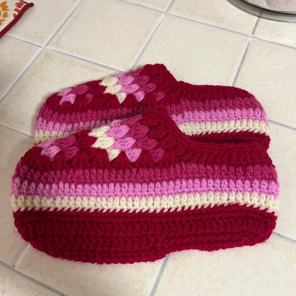 Handmade Crochet Slippers size 5-6